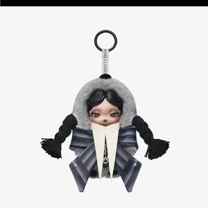 Skullpanda x Wednesday. Authentic Popmart. Gray, Black, White plush pendant.